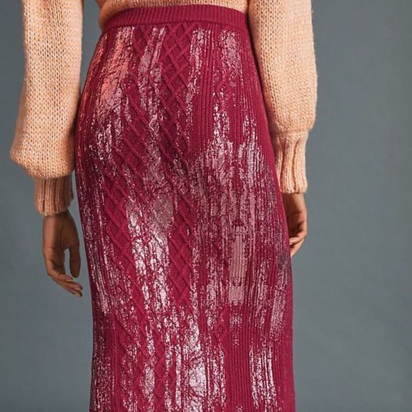Anthropologie Rue Midi Cable Knit Skirt Size M - Picture 2 of 8